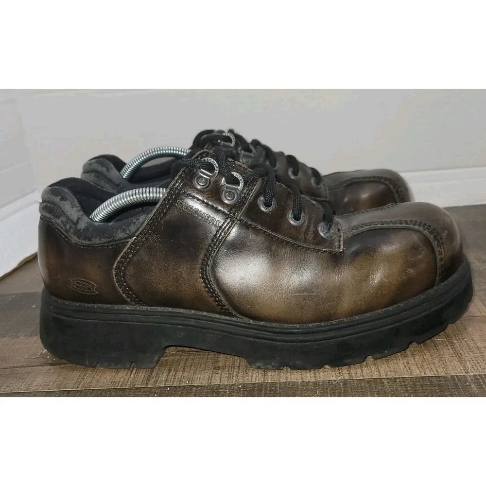 Skechers Chunky Platform Lug Sole Shoes Mens 10 Brown Leather Oxford Vintage Y2K